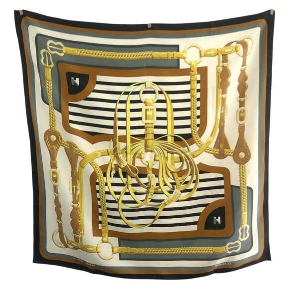 HERMES Black Silk Scarf - Picture 2 of 8